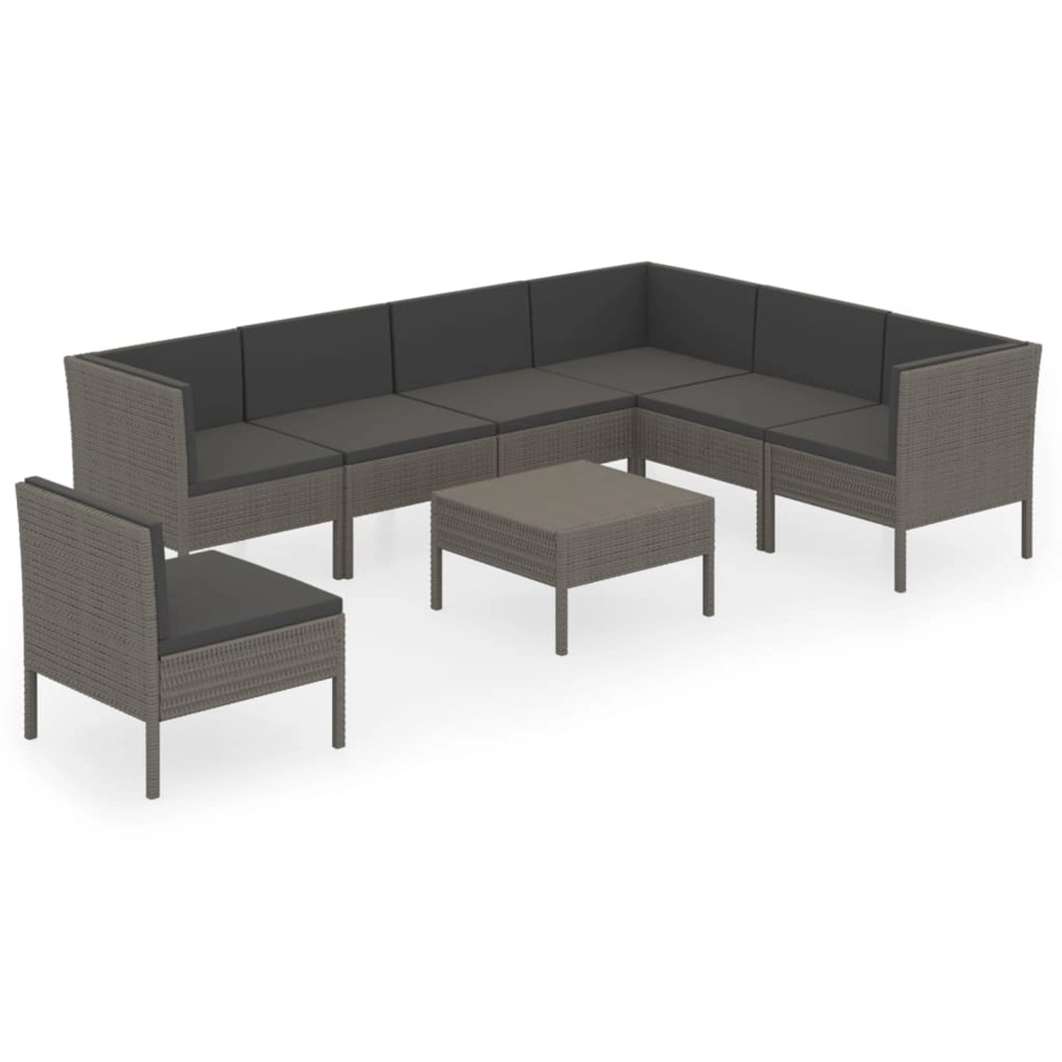 vidaXL 8-tlg Garten-Lounge-Set mit Auflagen Poly Rattan Grau Modell 24