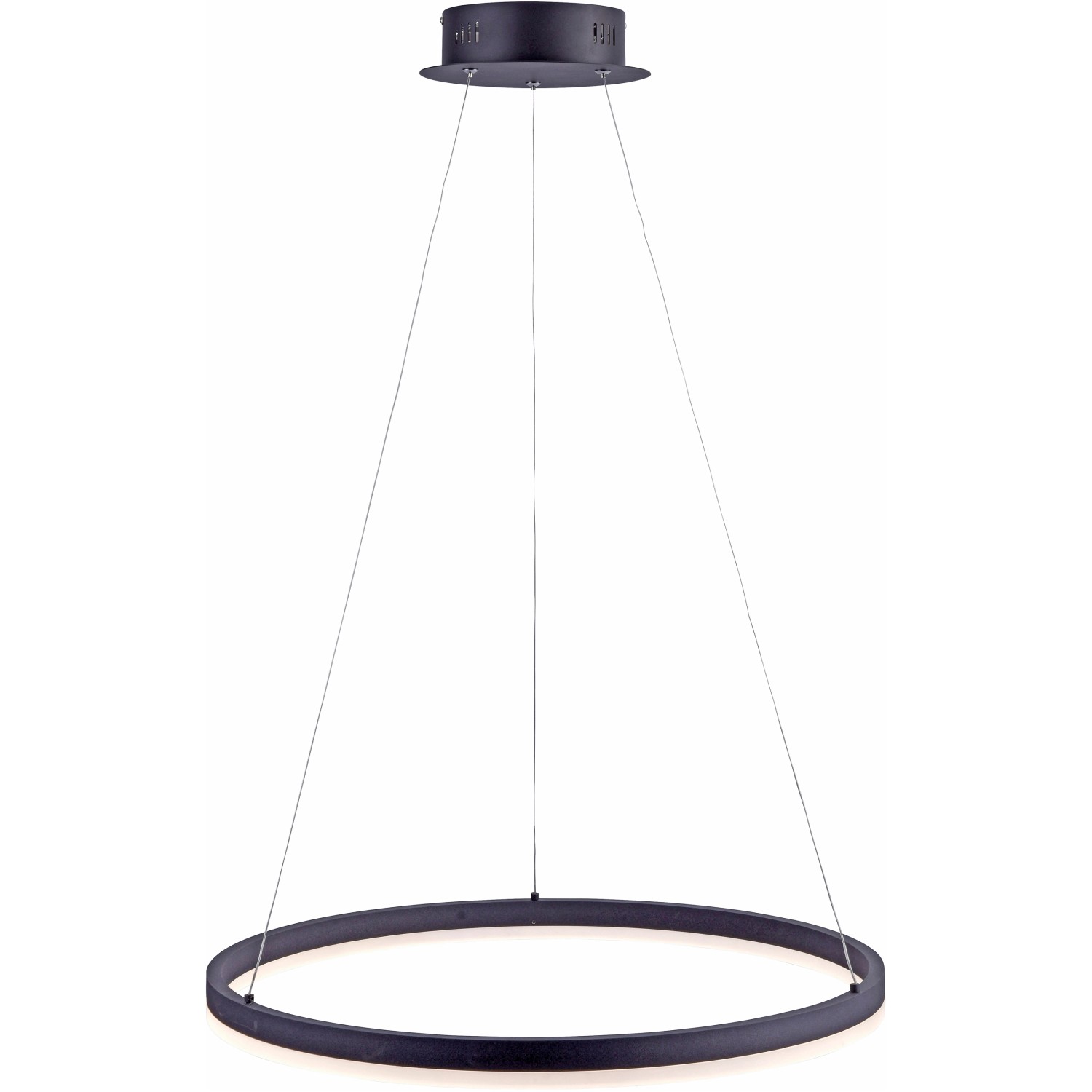 Anthrazitfarbene LED-Pendelleuchte Titus, Ø 60 cm, dimmbar, modernes Design.