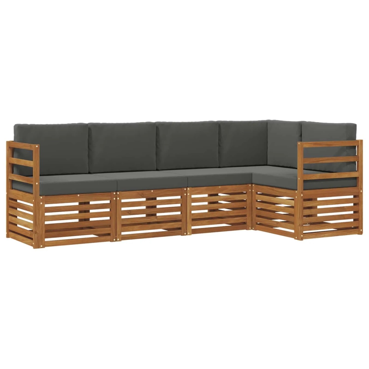 vidaXL Sofagarnituren 5 Tlg Natur und Anthrazit Massivholz Akazie 3374792