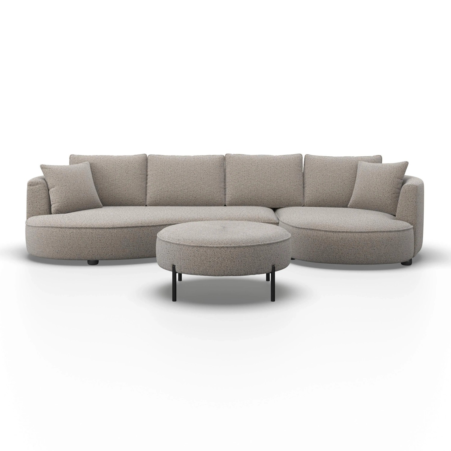 Bessagi Home Wohnlandschaft Nilas Beige Chenille mit Hocker