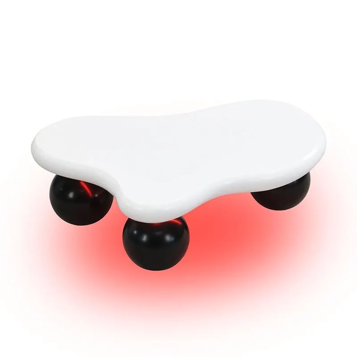 okwish Couchtisch Cloud Style mit LED-Beleuchtung Rundbein-Design Weiß/Schwarz