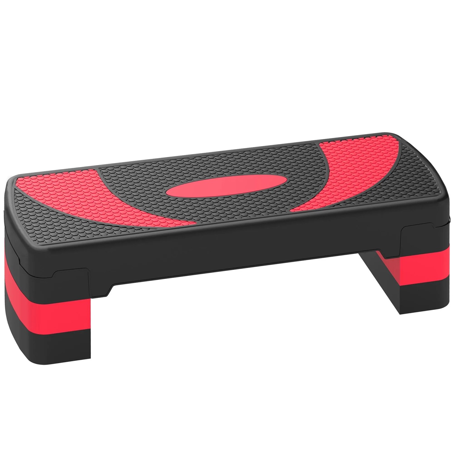 HOMCOM Steppbrett Höhenverstellbar Kunststoff Schwarz Rot 80L x 31B x 20H cm
