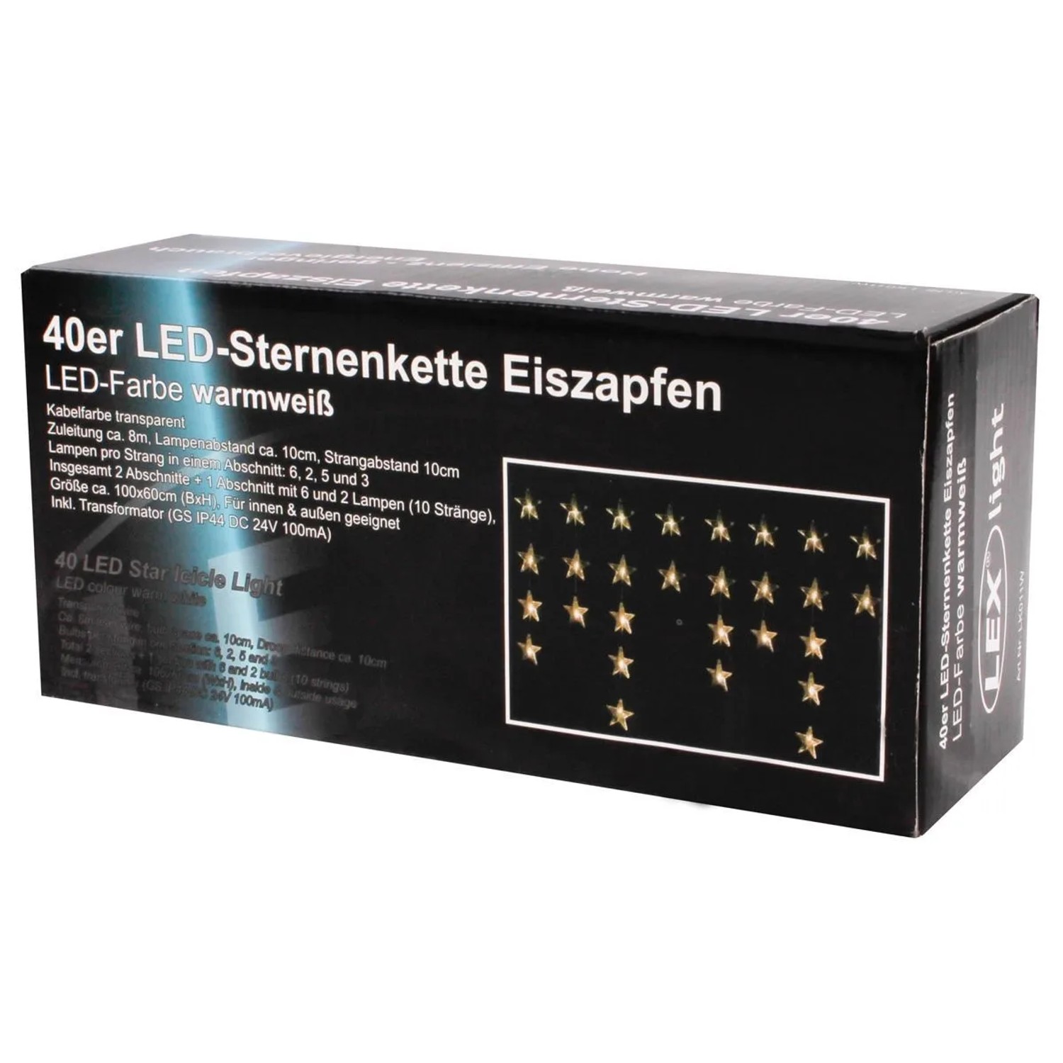 Lex 40er LED Sternlichterkette Lichterkette Außen Innen Party Weihnachten Warmweiss