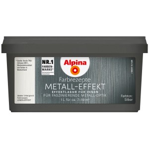Alpina Farbrezepte Metall-Effekt Silber, 1 Liter Dose Effektfarbe für Innen.