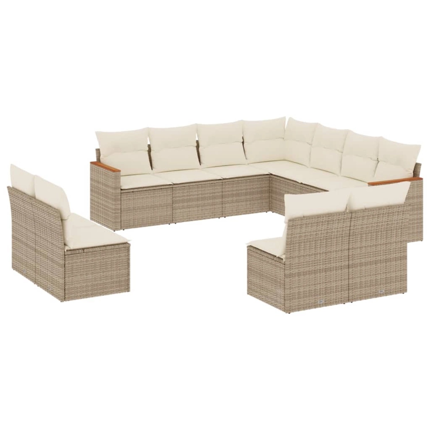 vidaXL 11-Tlg Garten-Sofagarnitur mit Kissen Beige Poly Rattan 3258488 günstig online kaufen