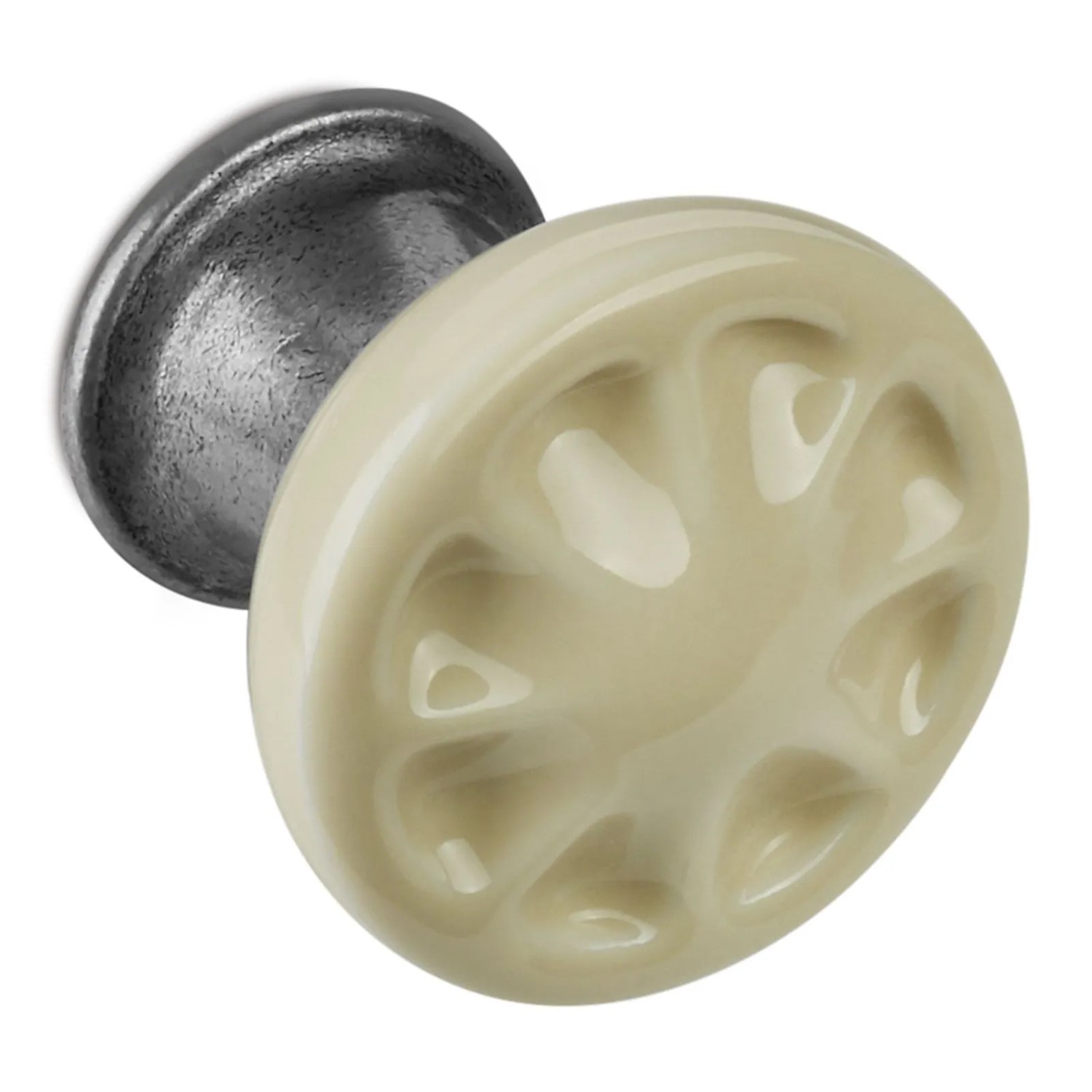 SOTECH Porzellanknopf META Ø33 mm Altsilberoptik Creme