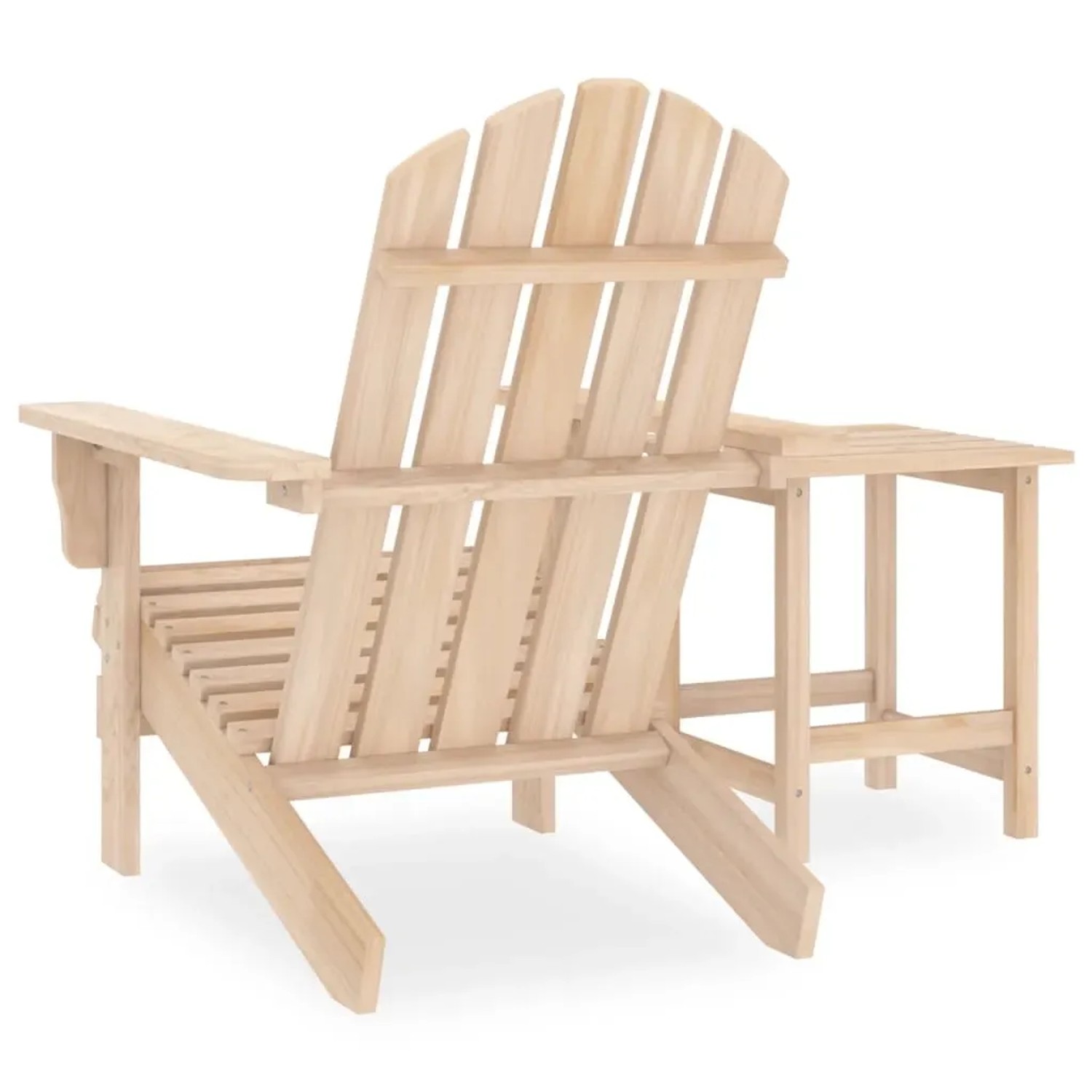 vidaXL Adirondack Gartenstuhl mit Tisch aus Tannenholz, naturbelassen. Gartenmöbel Set Rückansicht.