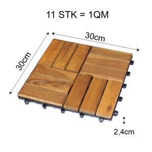 BigDean 66er Pack Holzfliesen Für Balkon 30x30 Cm 6 Quadratmeter Aus Akazien Holz Bodenbelag Holzboden Klicksystem Balkonfliesen Klickfliesen