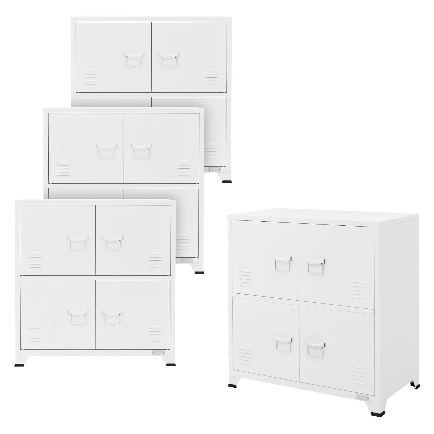ML-Design 4Er Set Aktenschrank 75x40x80,5 cm Weiß Stahl Freistehend