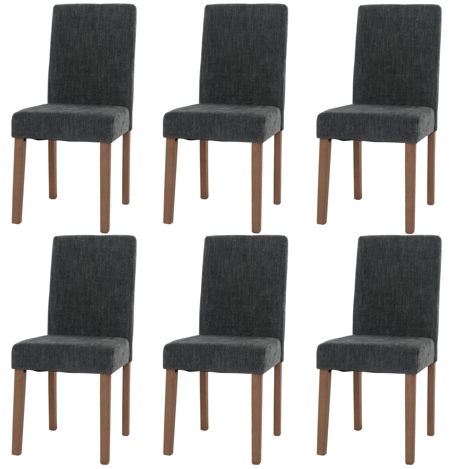 MCW Esszimmerstuhl Littau Chenille 6er-Set Dunkelgrau Naturfarbene Beine günstig online kaufen