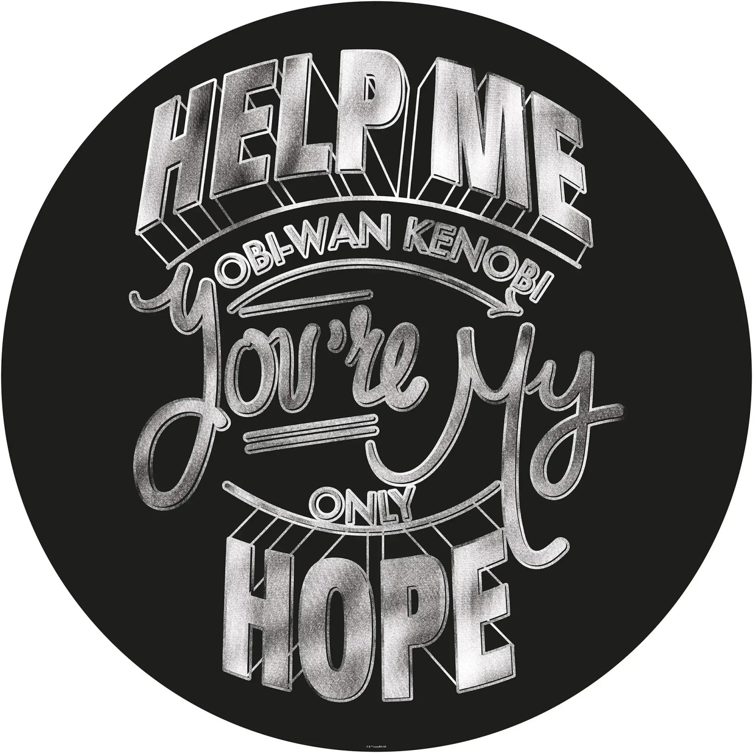 Komar Fototapete Star Wars Help Me Obi Wan, glatt, bedruckt, Comic, Retro, mehrfarbig, BxH: 128x128 cm, glatt, bedruckt, selbstklebend
