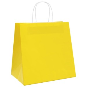 vidaXL Papiertragetaschen 250 Stk mit Henkeln Gelb 26x17x25 cm 4101787