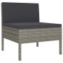 Graues vidaXL Garten Lounge Set aus Rattan mit anthrazitfarbenen Auflagen.