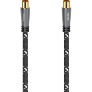 Hama Antennenkabel, 5 m, vergoldete Koax-Stecker und -Kupplung, 120 dB Schirmung.