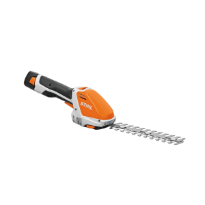 Stihl Akku-Strauchschere HSA 26, orange-grau, mit langem Messer für Hecken und Sträucher. Kompakte Akku-Heckenschere.