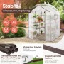 Begehbares Foliengewächshaus 145x145x200cm mit 8 Regalebenen, Tür und Fenster. Ideal für Pflanzen im Garten.