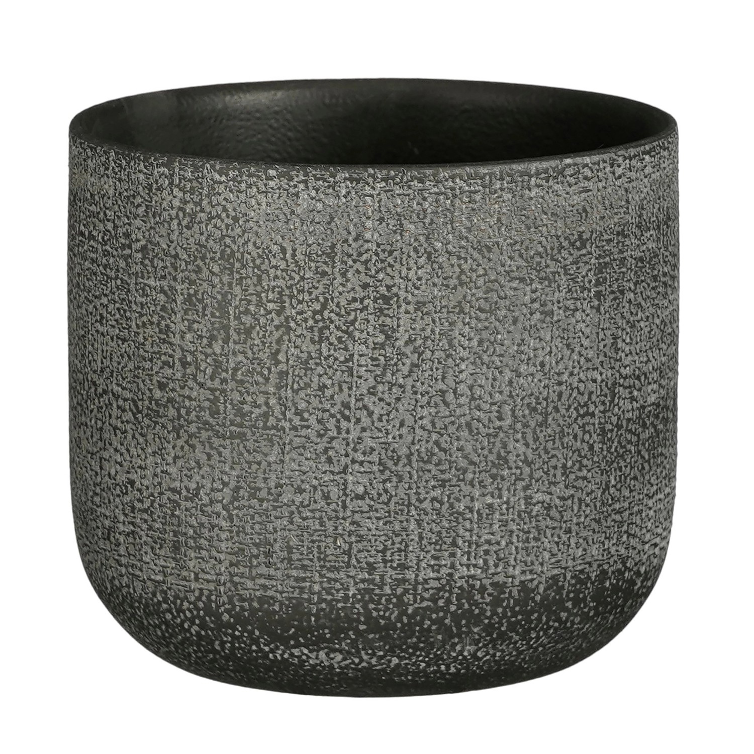 Mica Decorations Übertopf Florian Keramik 14 cm x Ø 15 cm Dunkelgrau