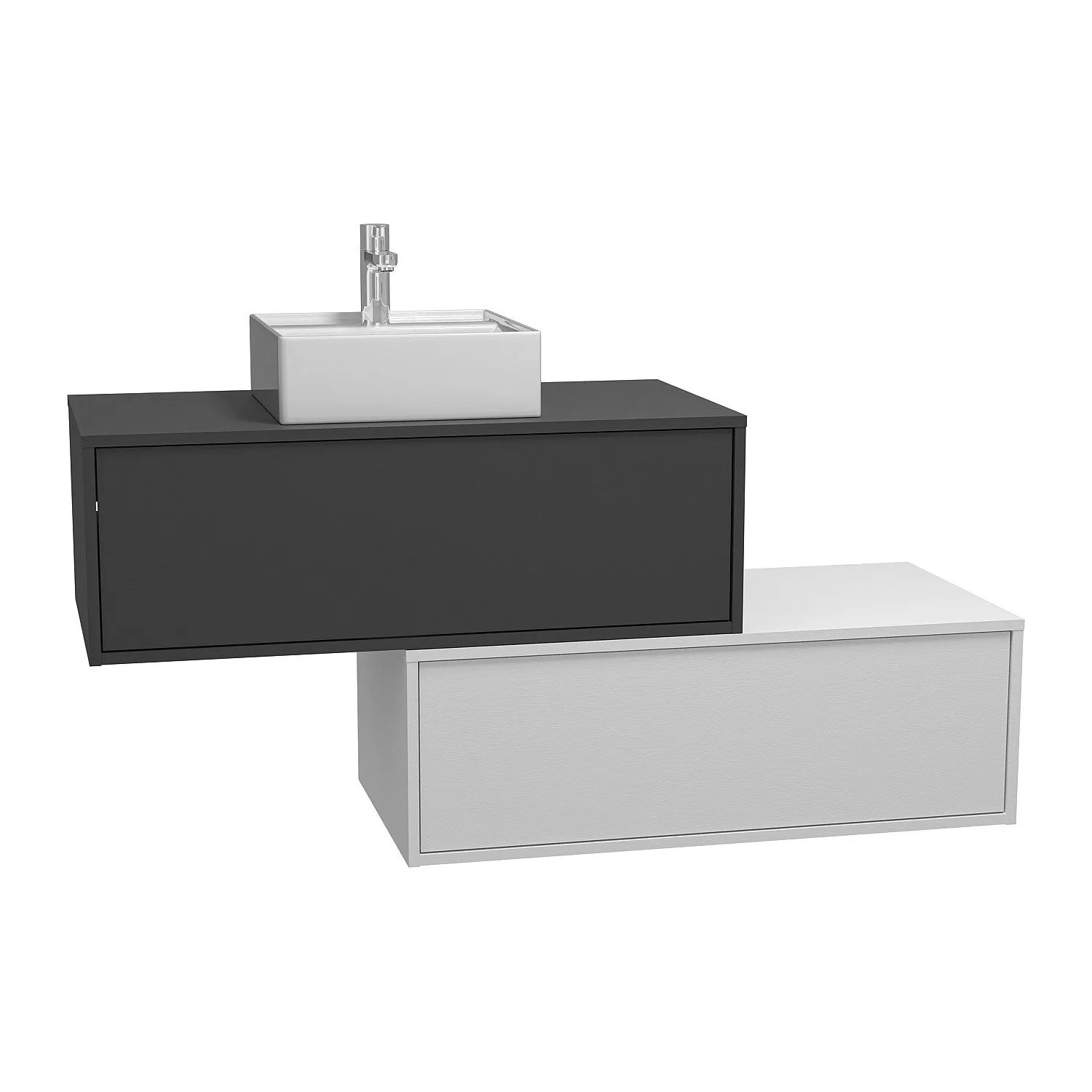 Vente-unique Einzelwaschtisch Teana Anthrazitgrau  Weiß 94 cm