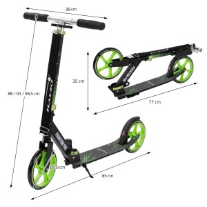 Hauki Cityroller Scooter Grün Klappbar/Höhenverstellbar XXL-Räder