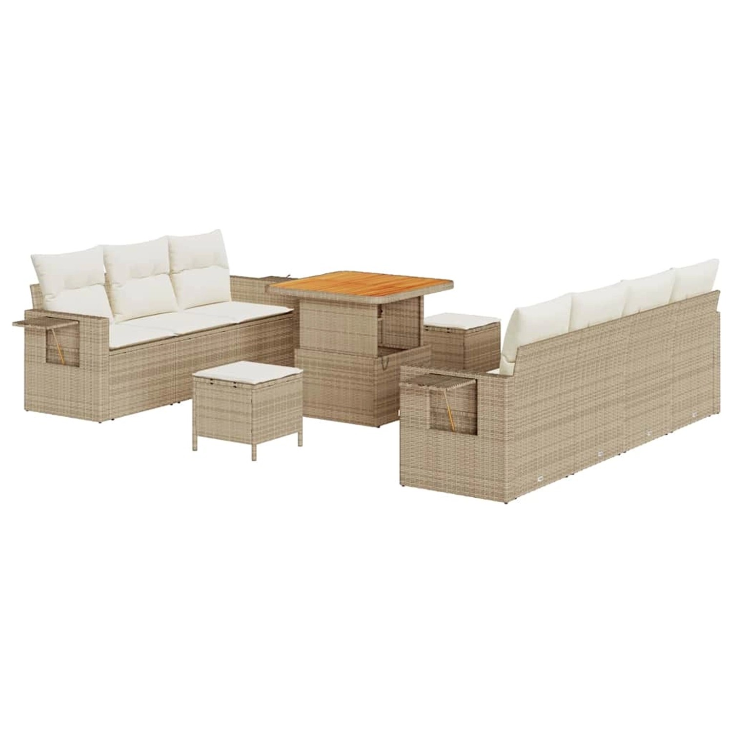 vidaXL Garten-Sofa-Set 10-Tlg Beige Poly Rattan 3361706 günstig online kaufen