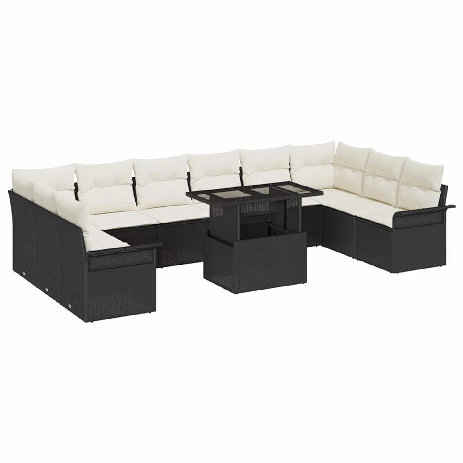 vidaXL Garten-Sofa-Set mit Kissen 11-Tlg Schwarz Poly Rattan 3348353 günstig online kaufen