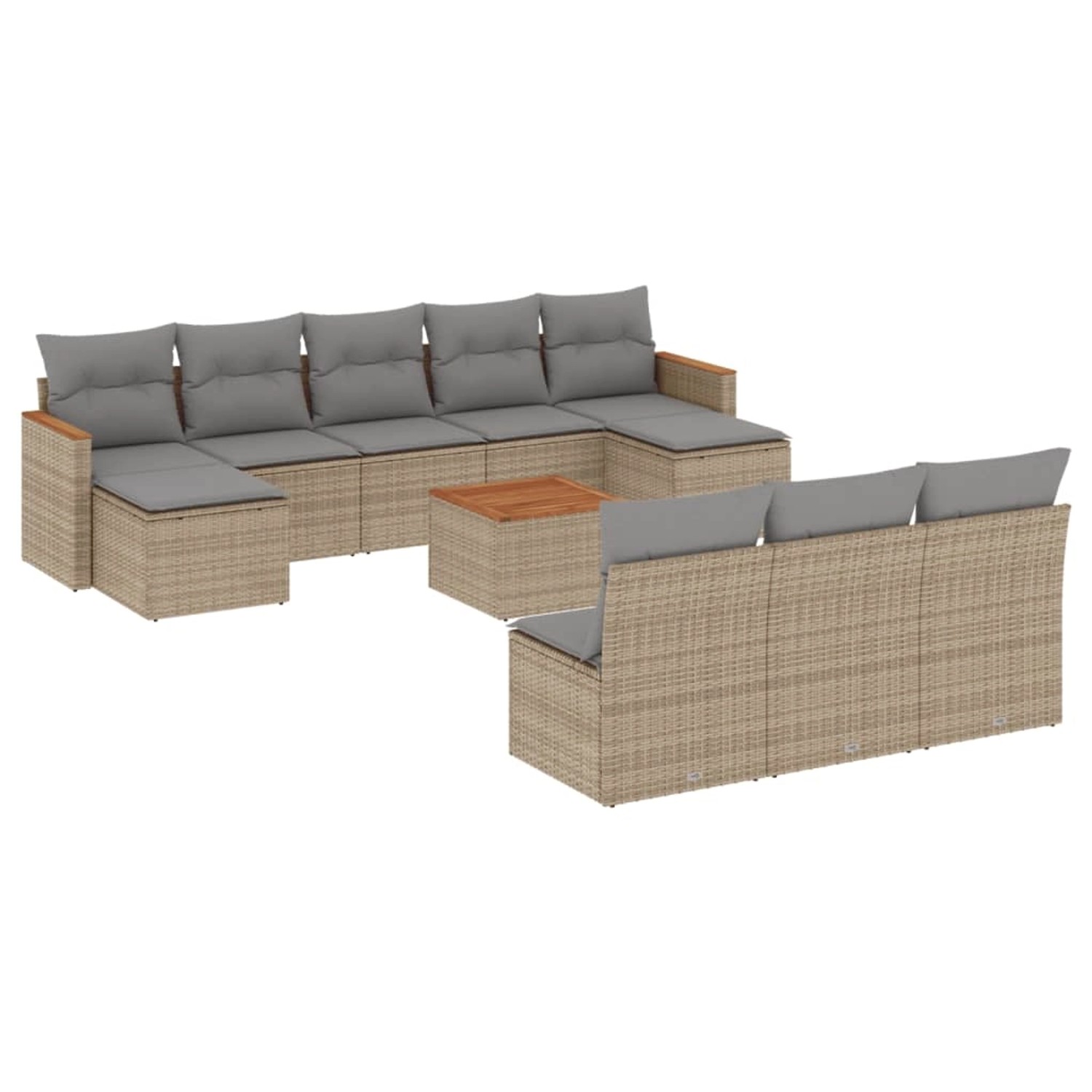 vidaXL 11-Tlg Garten-Sofagarnitur mit Kissen Beige Poly Rattan 3226395 günstig online kaufen