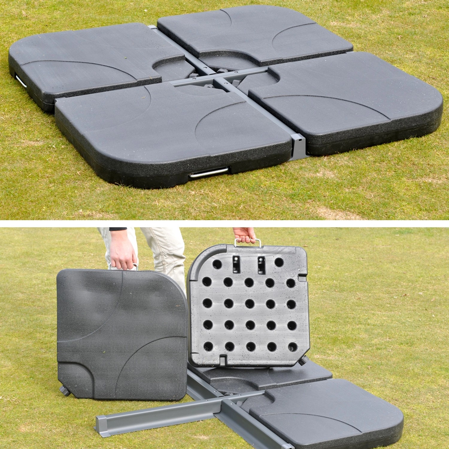 Bodenplatten für MCW Sonnenschirm Carpi Pro Ø5m, bestehend aus 4 Teilen, inklusive Tragegriff.