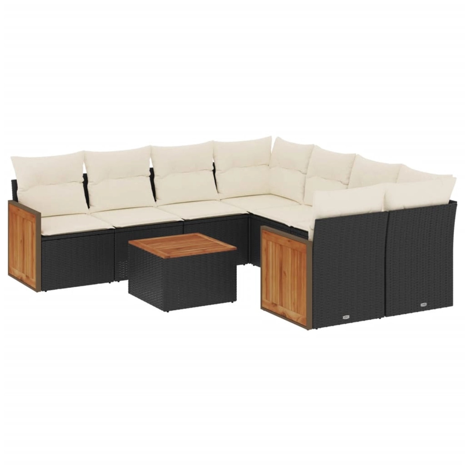 vidaXL 9-Tlg Garten-Sofagarnitur mit Kissen Schwarz Poly Rattan 3227505 günstig online kaufen