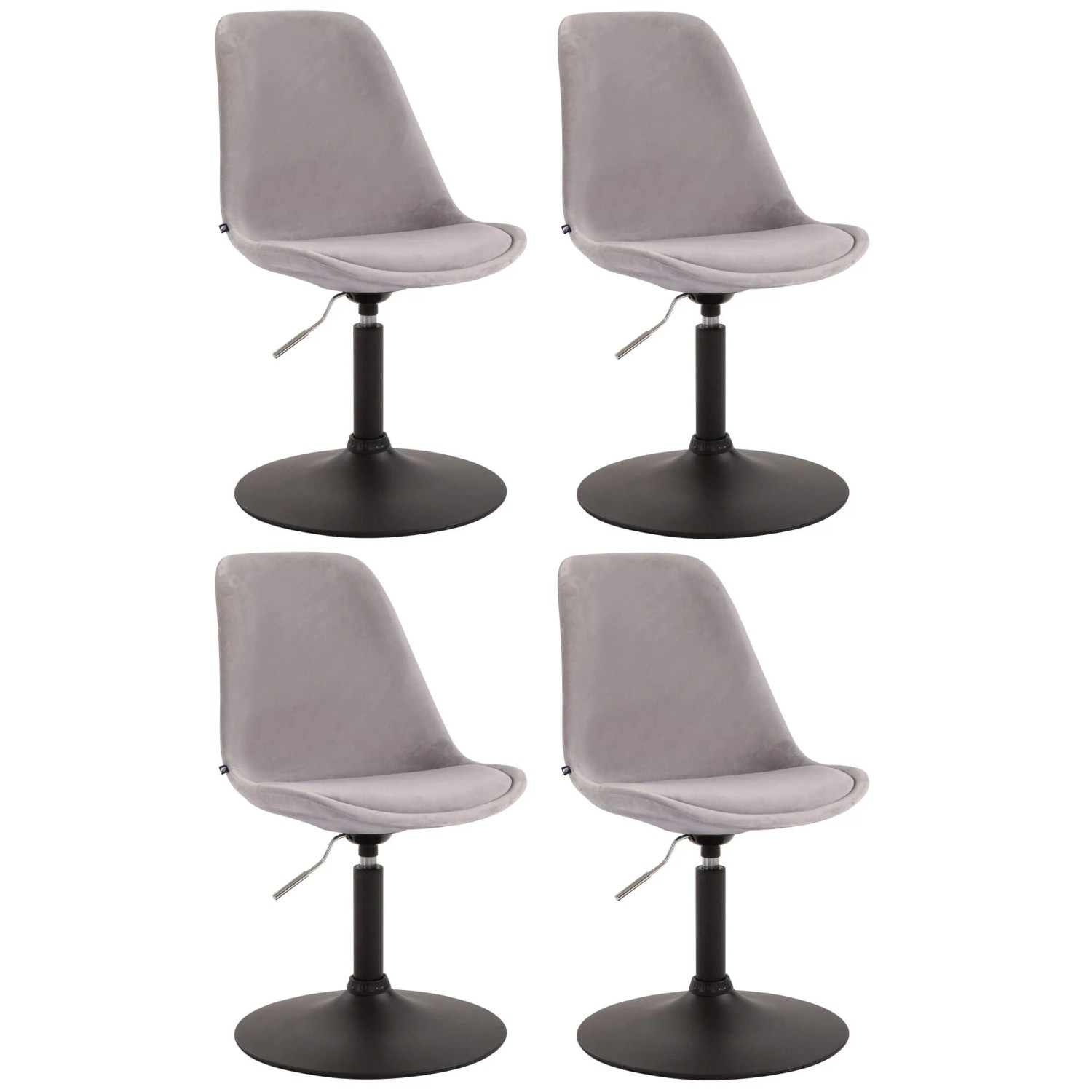 CLP 4er Set Esszimmerstühle Maverick Samt Grau/Schwarz