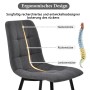 Grauer Esszimmerstuhl mit ergonomischer Rückenlehne, Nacken-, Rücken- und Lordosenstütze für Komfort im Essgruppen Set.