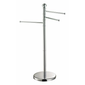 Verchromter Handtuchhalter mit 3 schwenkbaren Armen für das Badezimmer.