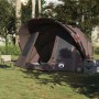 Braunes vidaXL Angelzelt für 5 Personen im Grünen. Wasserdichtes Campingzelt mit offenem Eingang und Fenstern.
