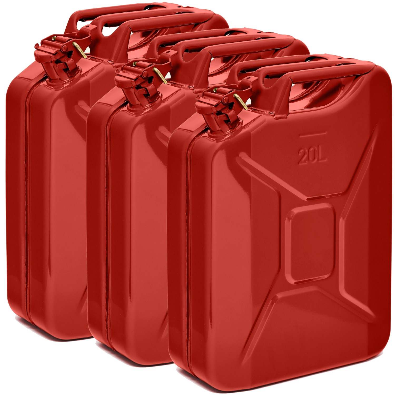 BW Kraftstoffkanister Metall Benzinkanister 3x 20 Liter Rot RAL 3000 TÜV-geprüft und UN-Zulassung Made in Europe
