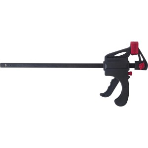 Einhandzwinge, 150 mm Spannweite, aus Kunststoff, für schnelles Spannen von Werkstücken.
