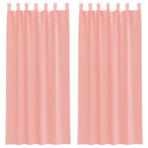Zwei rosa Voile-Fenstervorhänge mit Stangentaschen.