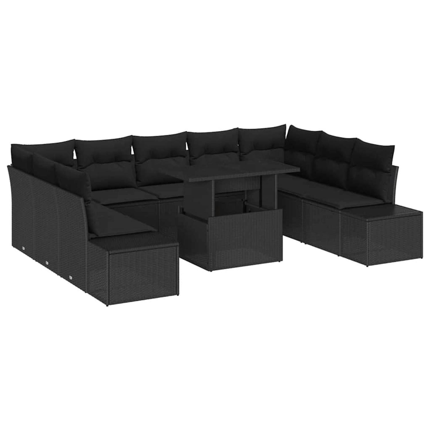vidaXL Garten-Sofa-Set mit Speicher 10-Tlg Schwarz Poly Rattan 3357986 günstig online kaufen