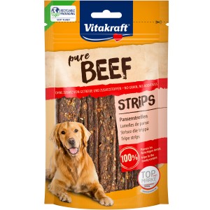 Vitakraft Pure Rind-Pansenstreifen für Hunde, 80g Packung. Hunde-Kaustreifen aus 100% Pansen.