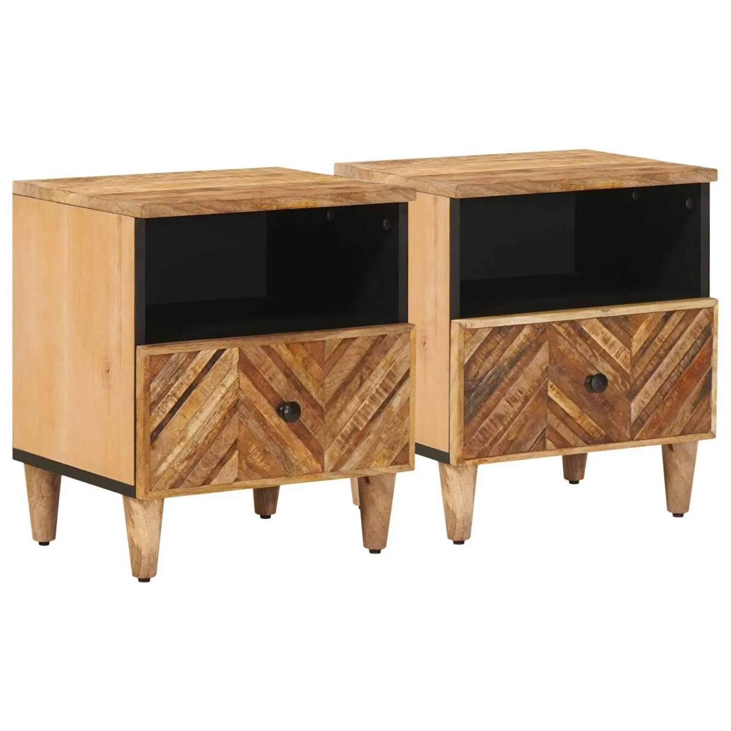 vidaXL Nachttisch 2 Stk Braun 50 x 33 x 60 cm Massivholz Mango 4018923