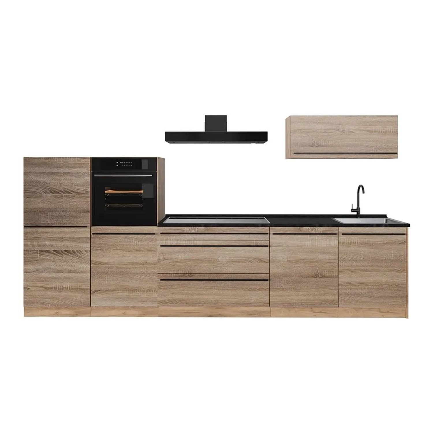 Vicco Küchenzeile R-Line Sonoma/Goldkraft Eiche 340 x 143 Arbeitsplatte Anthrazit Art Nr 67305