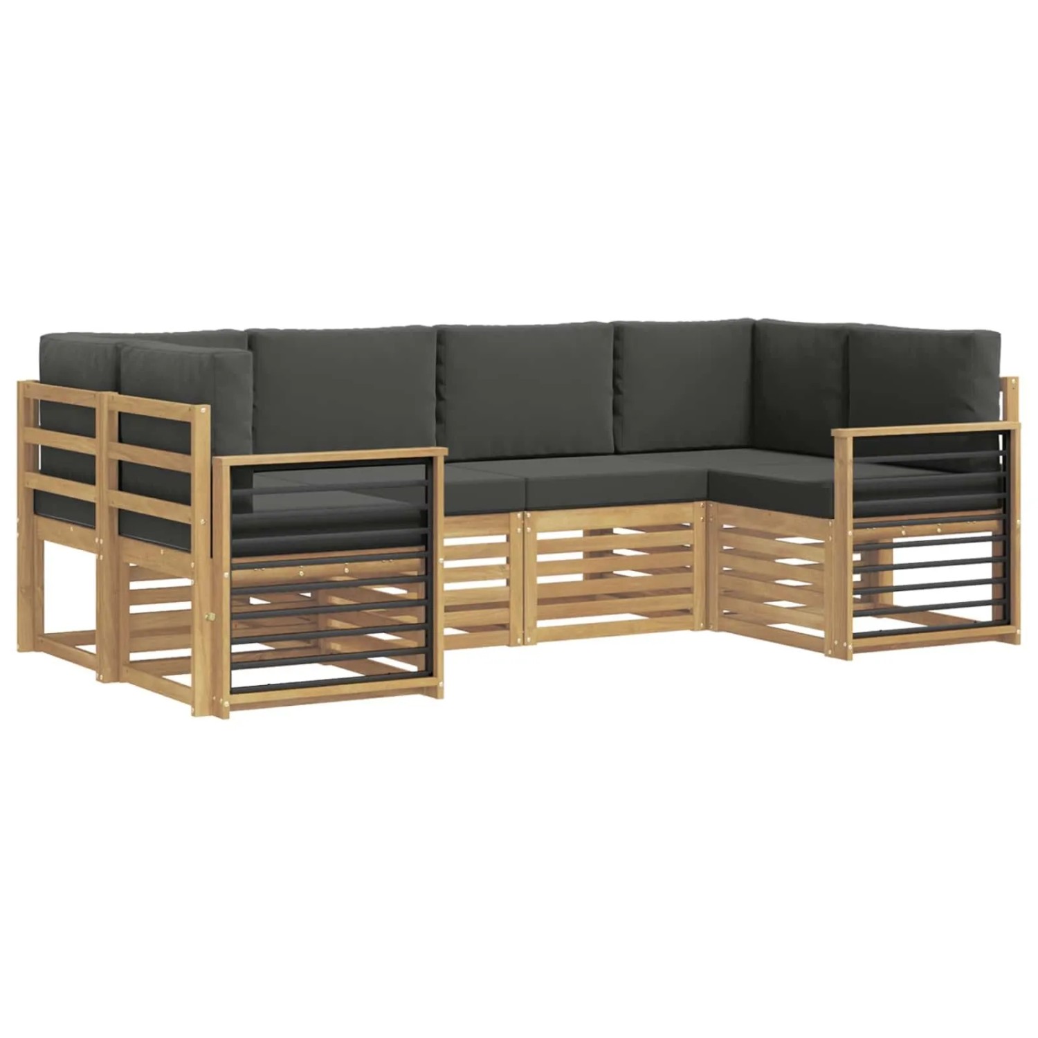 vidaXL Ecksofa Set 6 Stk Weiß und Anthrazit 245 x 128,5 x 73 cm 3392407