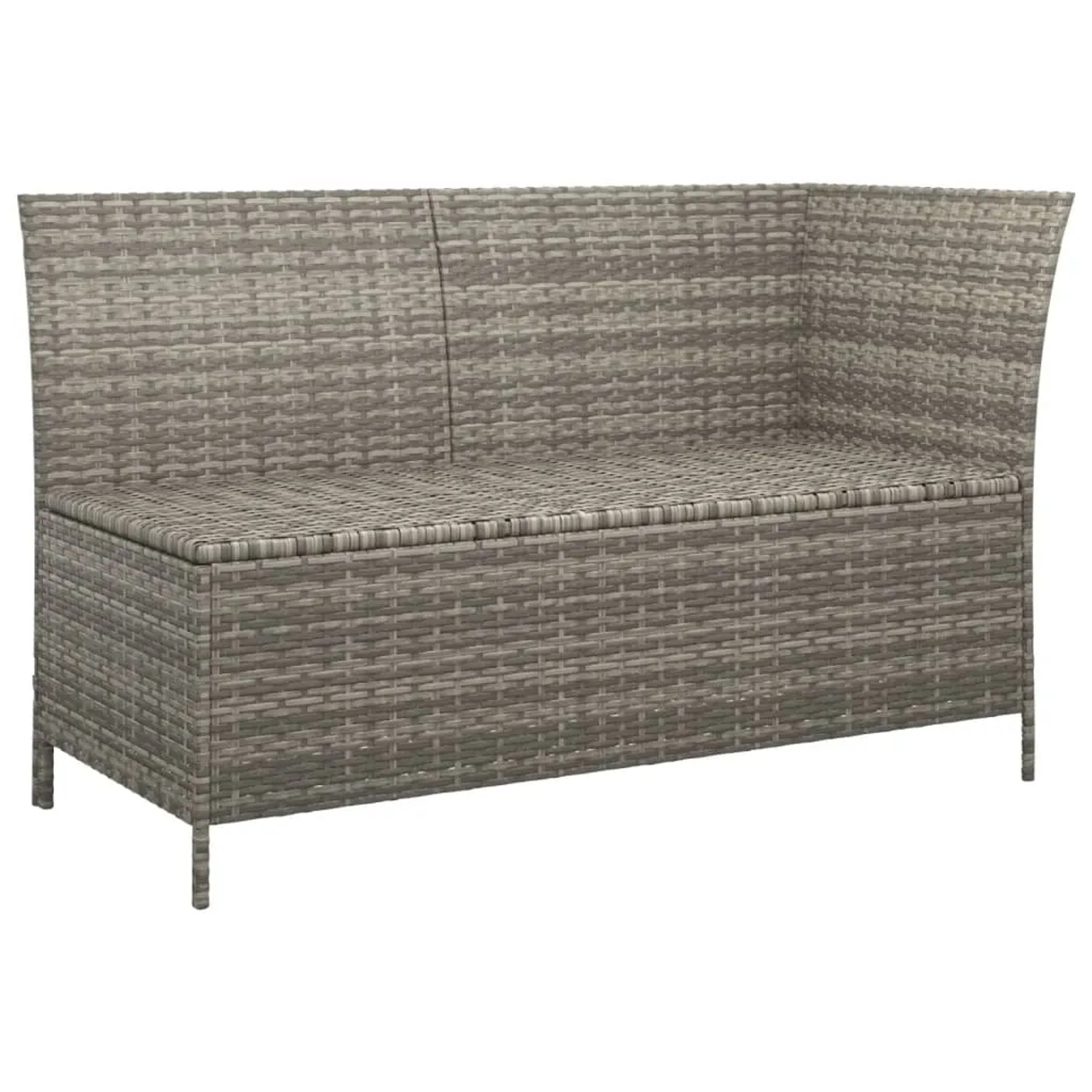 Graues vidaXL Garten-Lounge-Set aus Rattan, 4-teilig, mit Ecksofa und Stauraum.