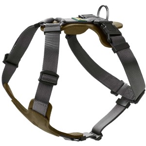 Hunter Hundegeschirr Aalborg Mixed Gr. M Oliv aus Nylon und Leder, verstellbar.