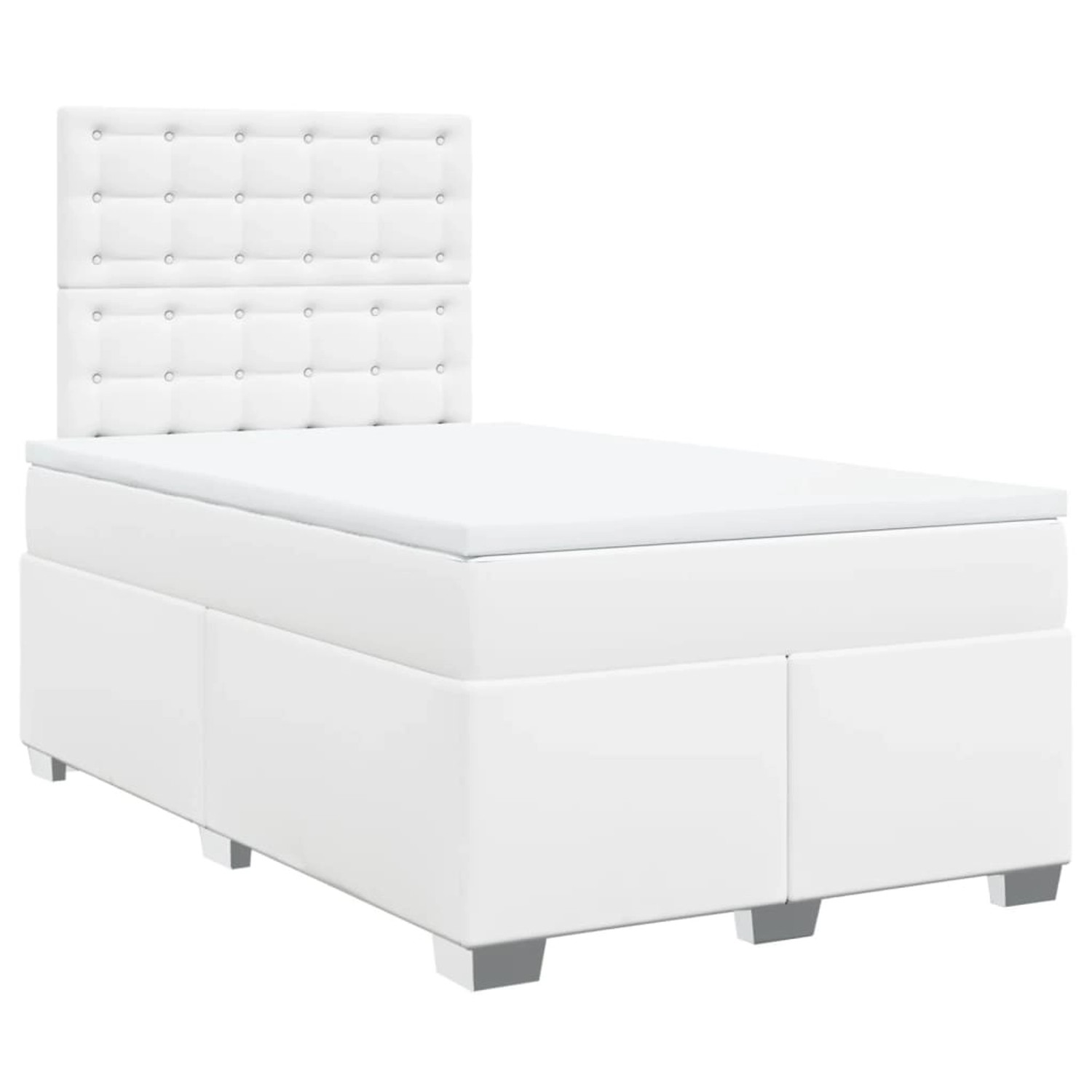 vidaXL Boxspringbett mit Matratze Weiß 120x200 cm Kunstleder 3290717 günstig online kaufen