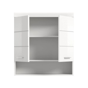 Weißer Hängeschrank (74x79x24cm) mit Hochglanz-Front, Teil der Bad-Einbauschränke Kollektion.