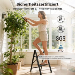 Sekey Klappleiter 2 Stufen Alu Klapptritt Stehleiter bis 150 kg