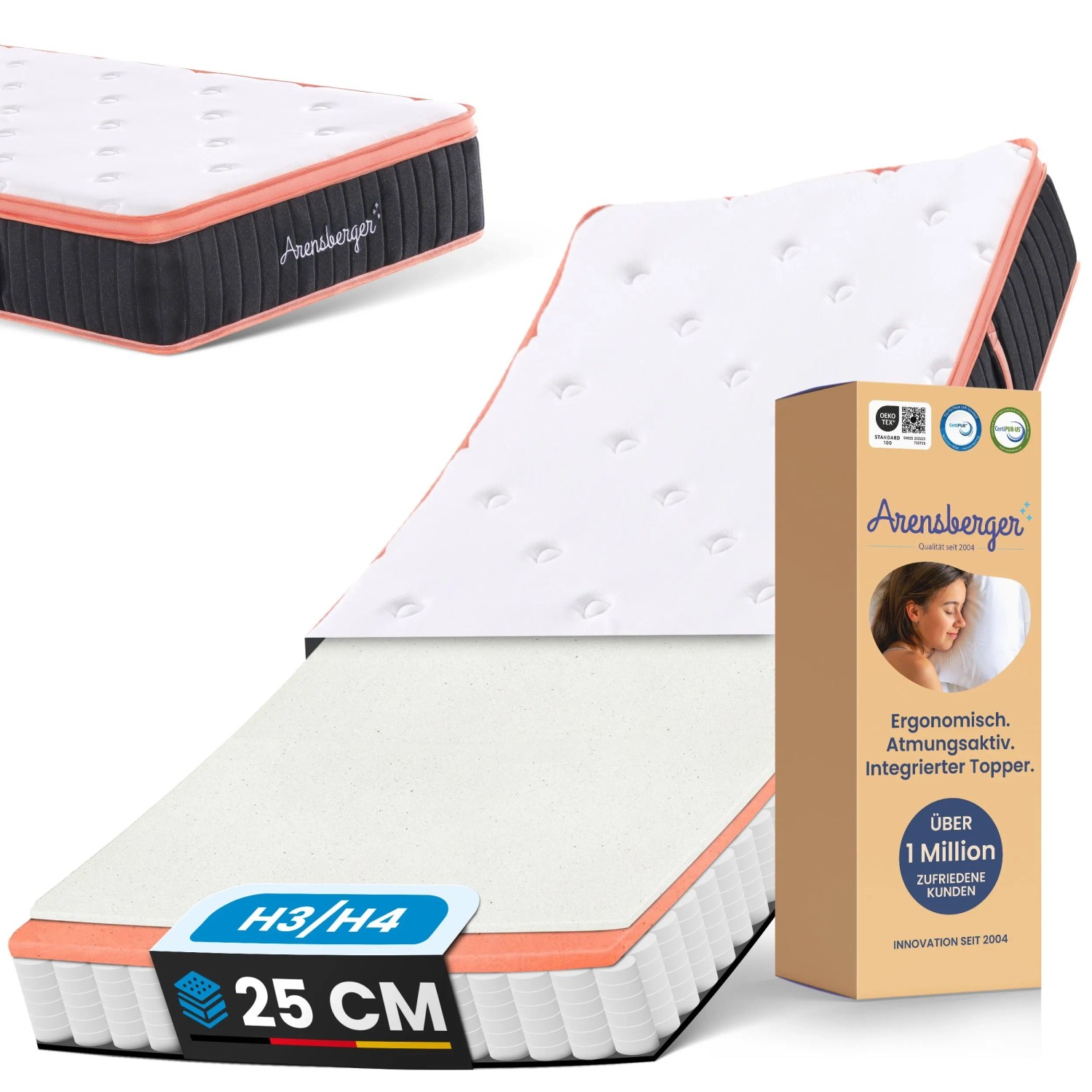 Arensberger Taschenfederkern Matratze Kupfer 140x200cm