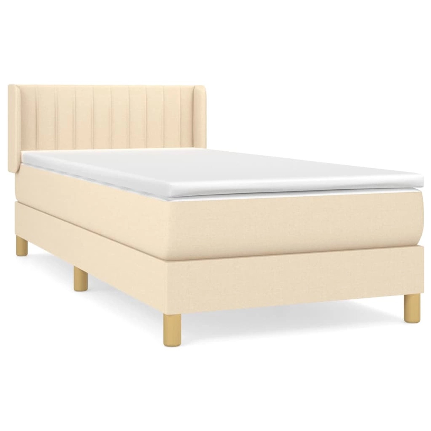 vidaXL Boxspringbett mit Matratze Creme 100x200 cm Stoff 3130414