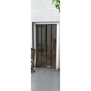 Lamellenvorhang Tür, 120x250 cm, Insektenschutz mit anthrazitfarbenem Rahmen und Polyesternetz.