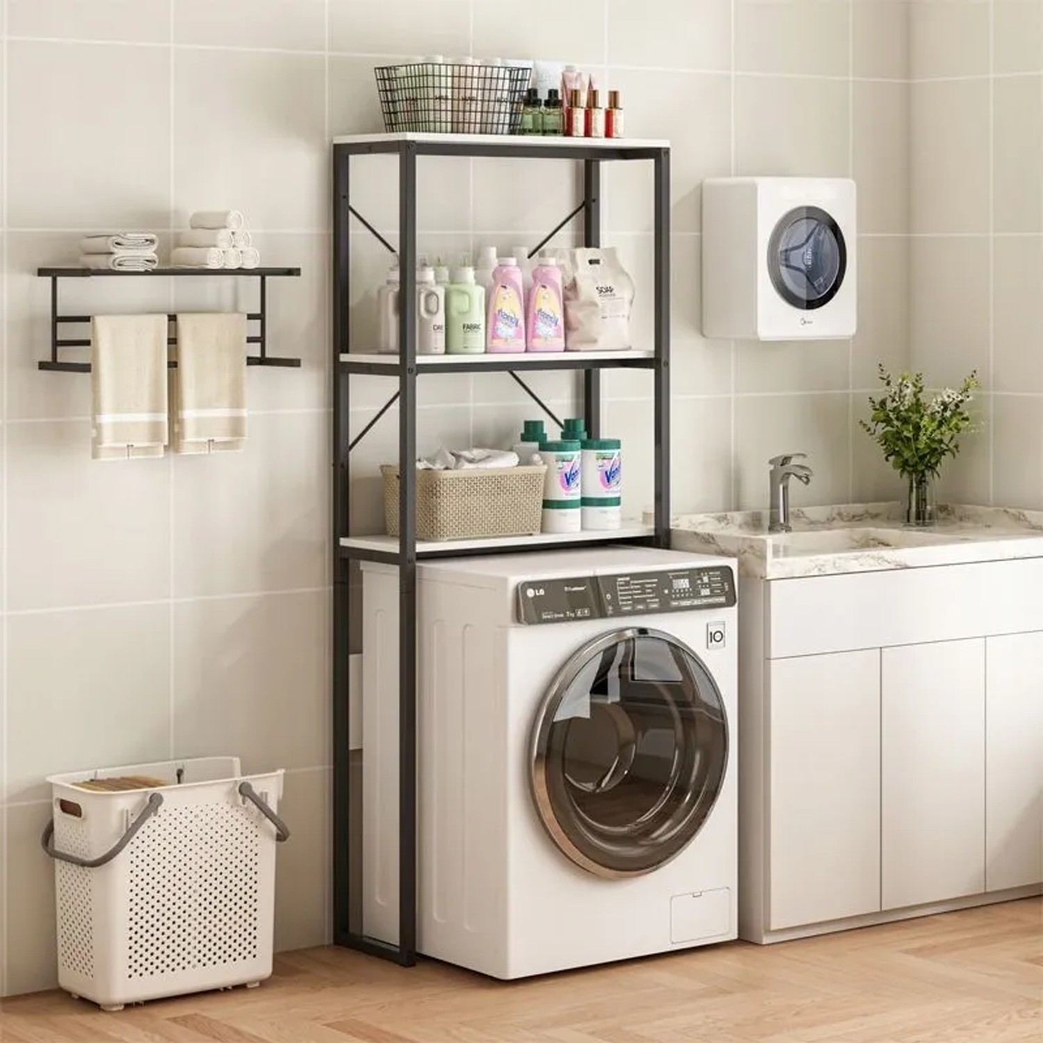 Rebiko Regal Badezimmerschrank Über Toilette Waschmaschine Loft Industrial Regale 160 Cm_2