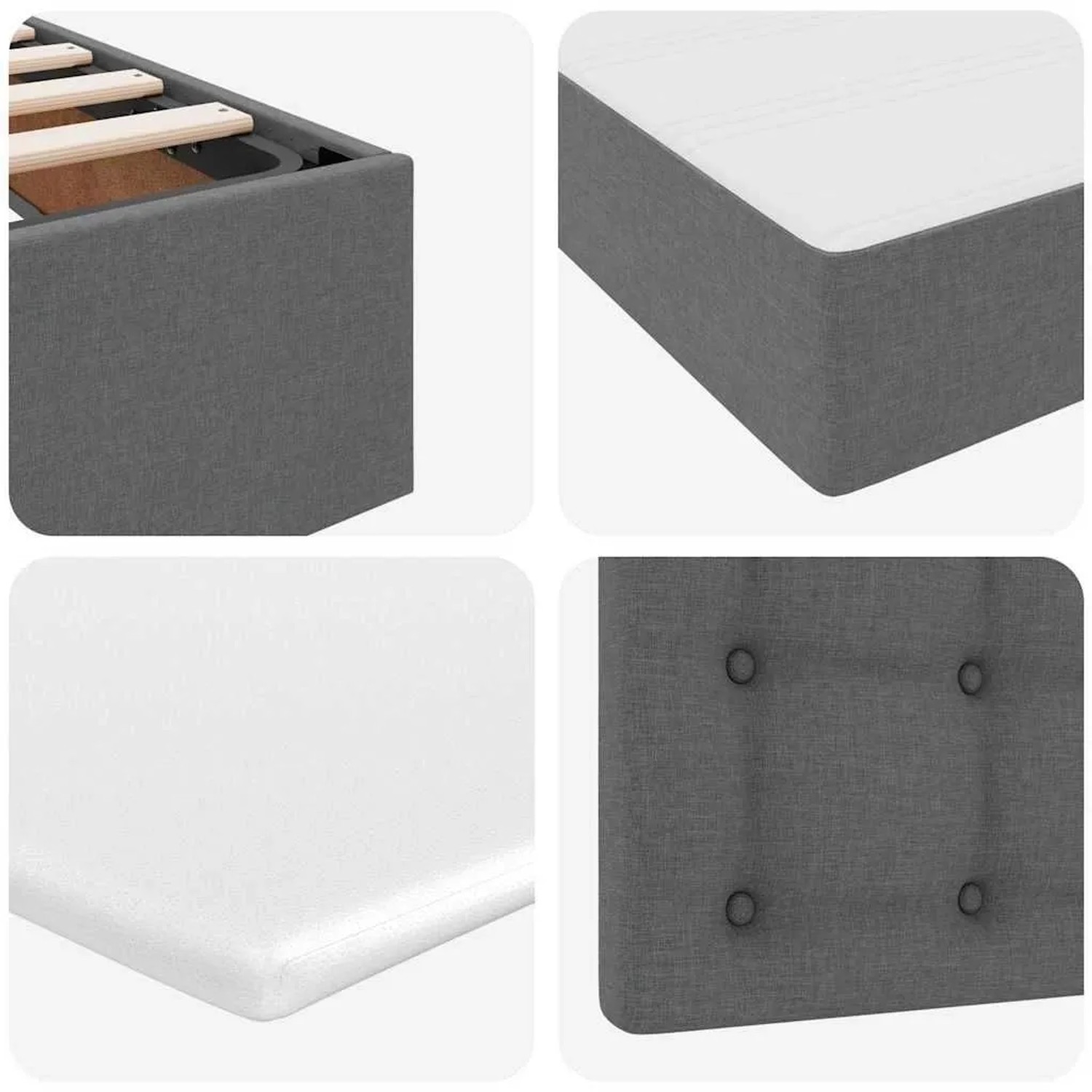 vidaXL Bett mit LED-Lichtleisten Dunkelgrau 200 x 200 cm Stoff 3371592_15